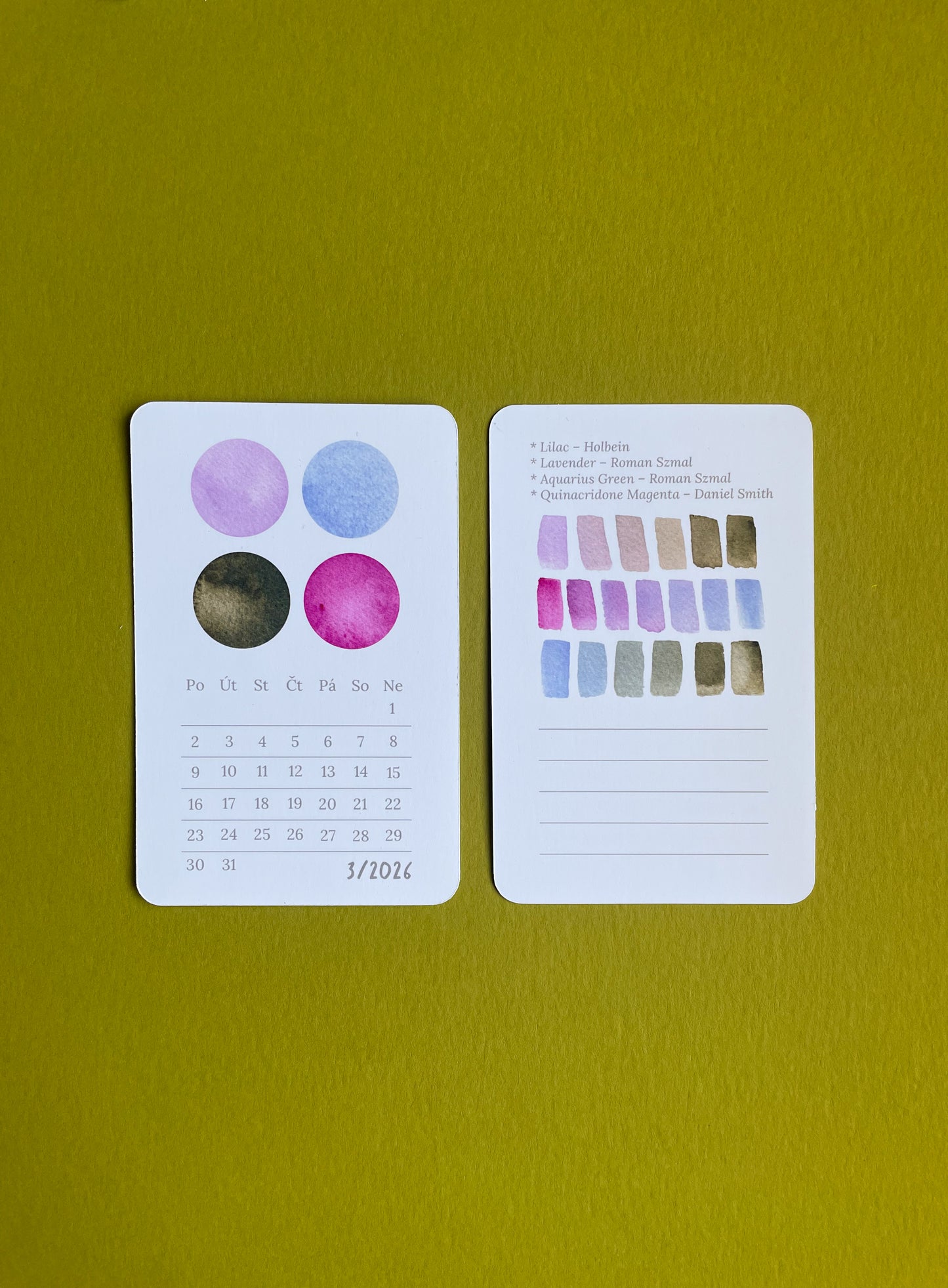 Mini Desk Calendar 2026 - Color Inspiration