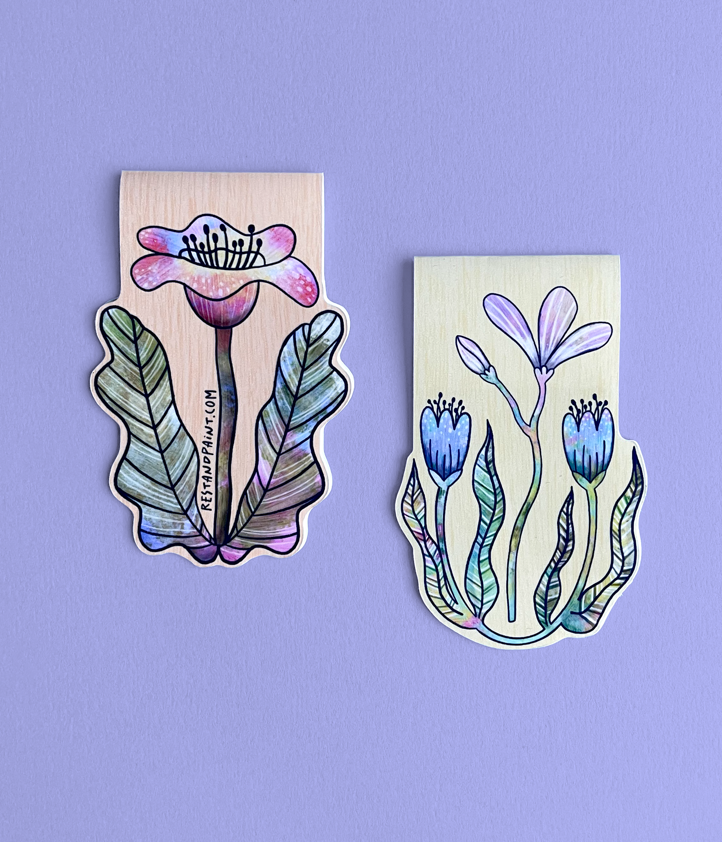 Magnetic Bookmarks – Flowers – Set of 2